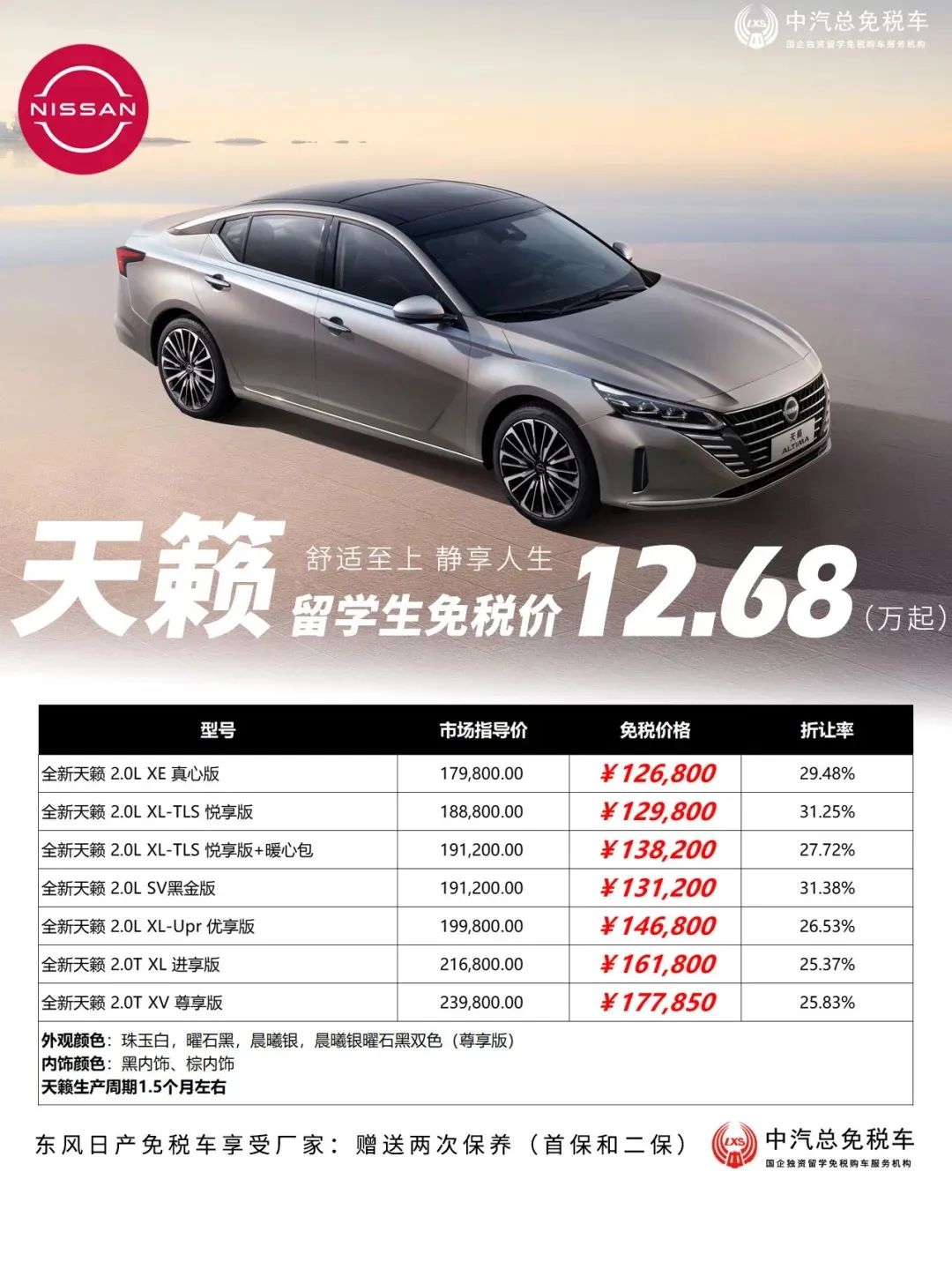 探陆19.08万起丨东风日产留学生免税车价格发布