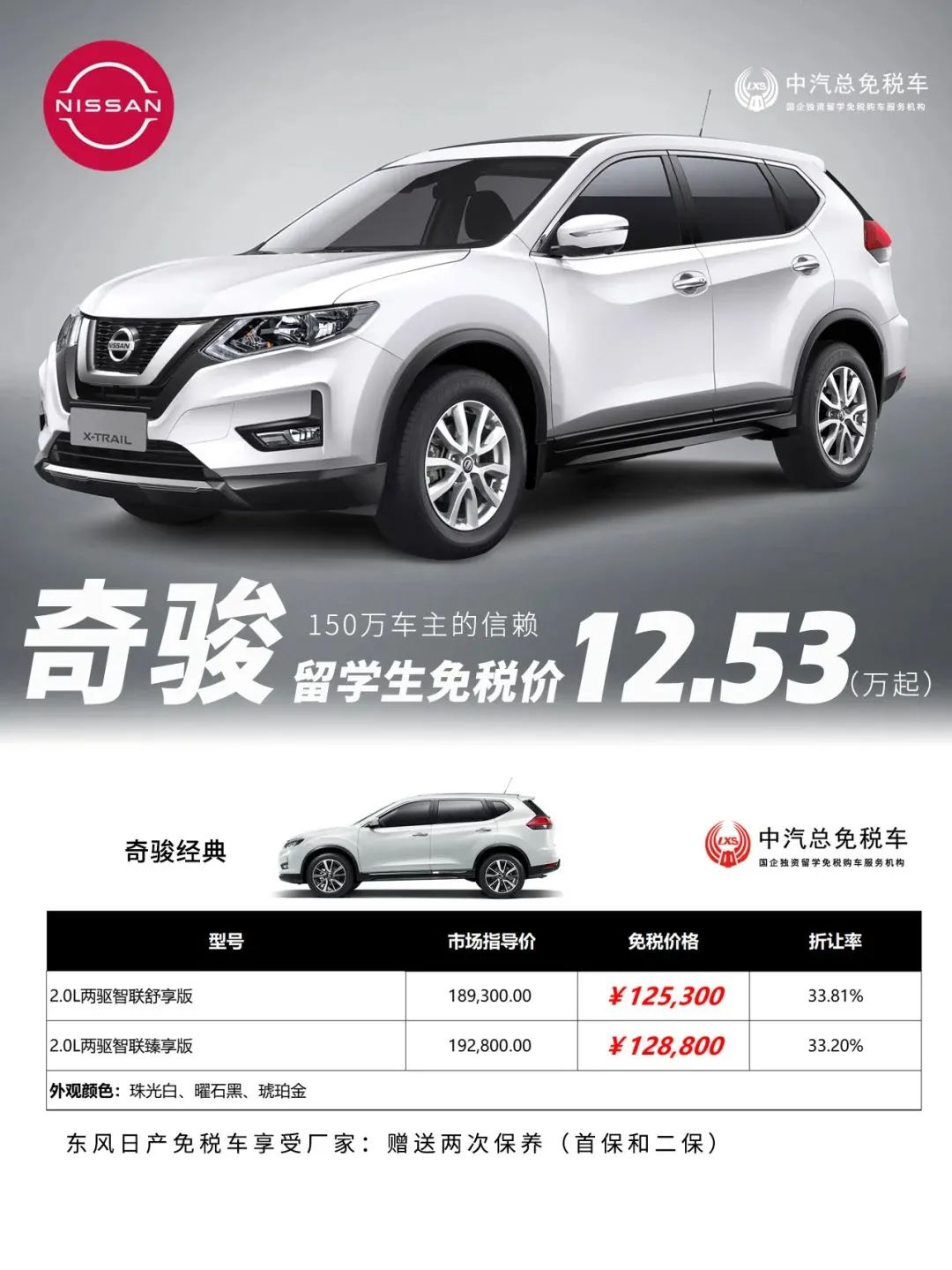 探陆19.08万起丨东风日产留学生免税车价格发布