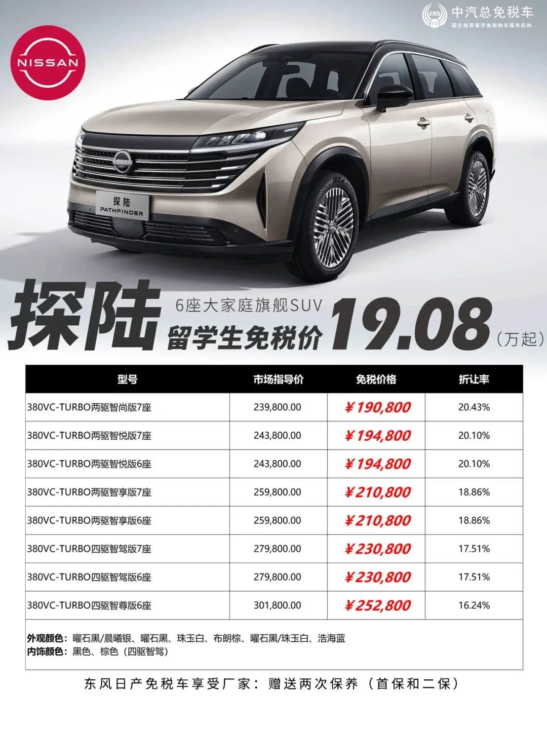 探陆19.08万起丨东风日产留学生免税车价格发布