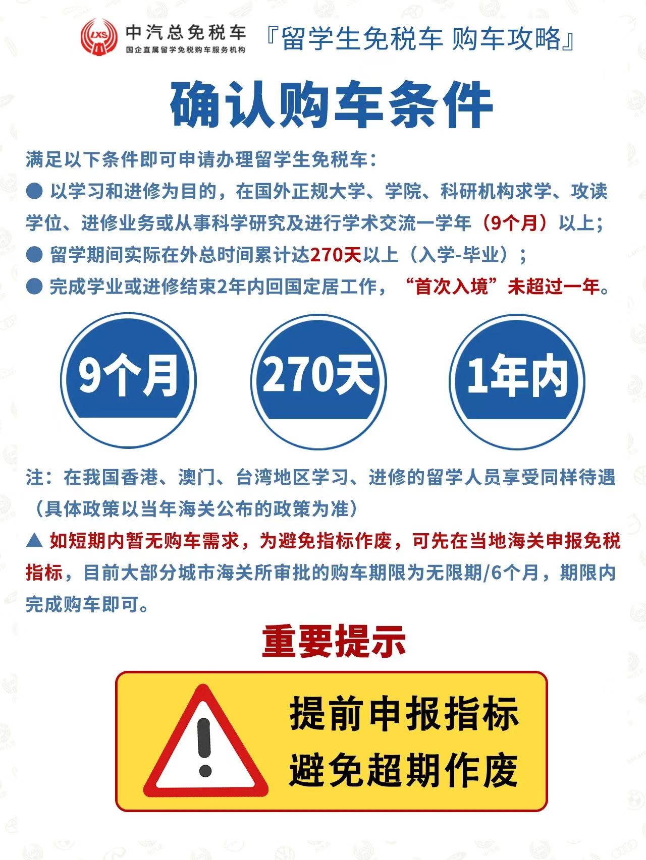 留学回国人员购买免税国产汽车政策