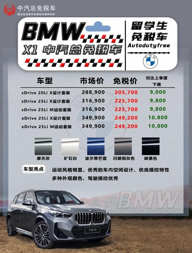 BMW 2024年1季度留学生免税车价格发布