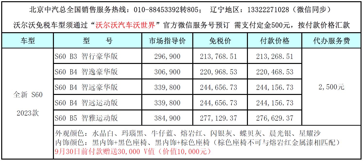 2023款沃尔沃S60上市，留学生免税车赠送价值万元礼品